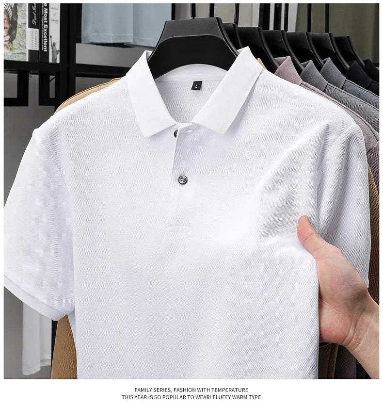 Men's 100% Cotton Polo Shirt - Summer Casual Breathable Tee,19 Colors,Ideal for Golf and Sports,Business Casual,Silk-Like Finish
