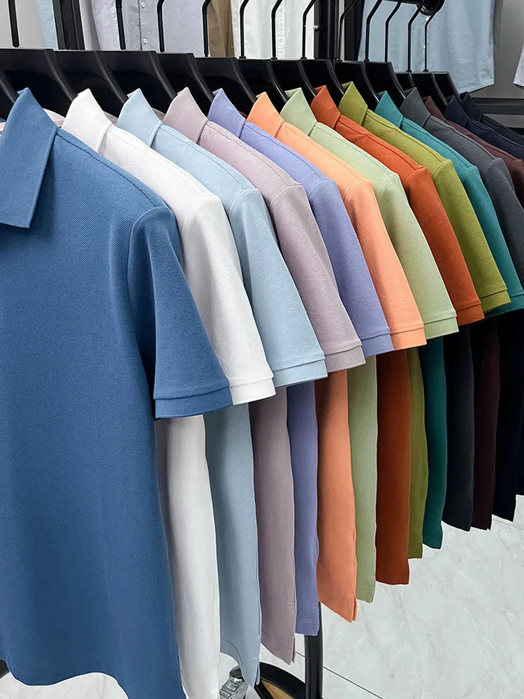 Men's Premium Cotton Polo Shirt Open Hem Design Breathable & Soft Factory Direct Supply  14 Trendy Colors Golf Top