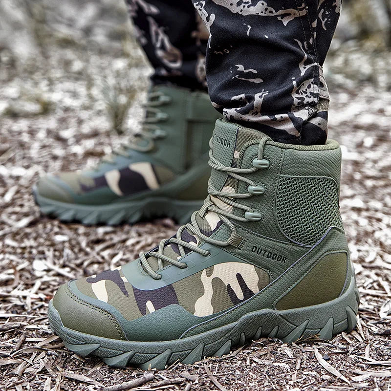 Men Tactical Boots Army Waterproof Work Climbing Hiking Shoes High Quality Outdoor Motorcycle Hunting Safety Unisex Desert Boot