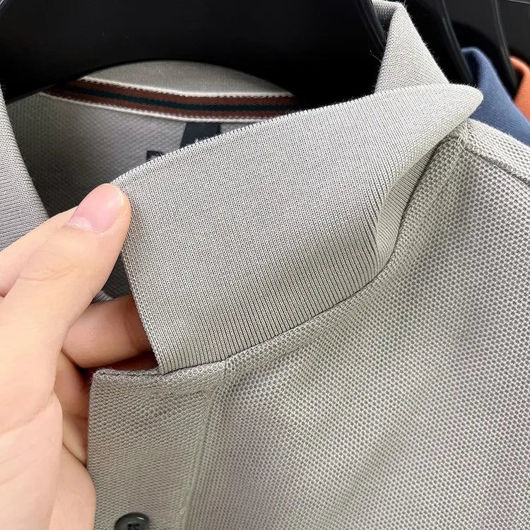 100% Breathable Cotton  Men's 2025 Autumn Long-Sleeve Polo Shirt - Classic Cotton Collared Business Casual Style