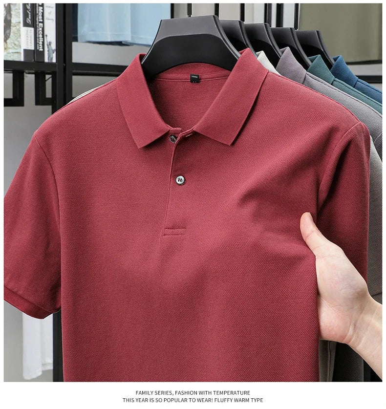 Men's 100% Cotton Polo Shirt - Summer Casual Breathable Tee,19 Colors,Ideal for Golf and Sports,Business Casual,Silk-Like Finish