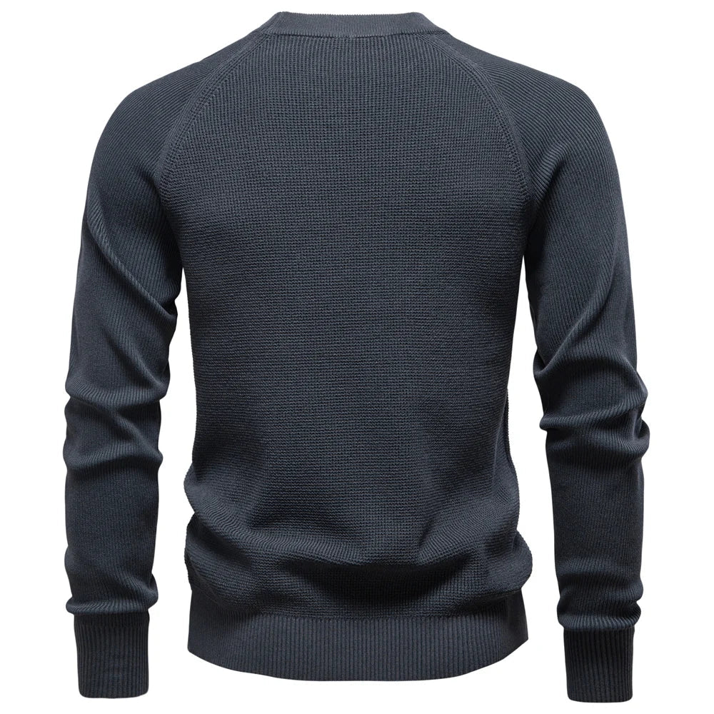 Raglan Sleeve Polo Shirt Men Henley Collar Solid Color Long Sleeve Heavyweight Cotton Business Casual Autumn Winter