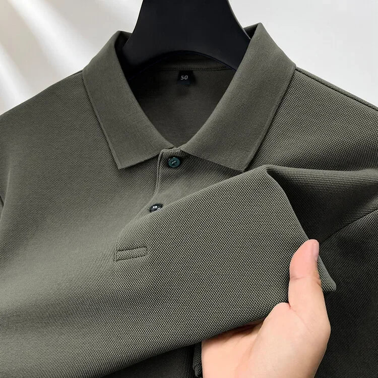 100% Cotton Polo Shirt, Four Seasons Universal  Leisure Long Sleeve, Breathable Lapels T-shirt, Perfect for Golf Sports Durable