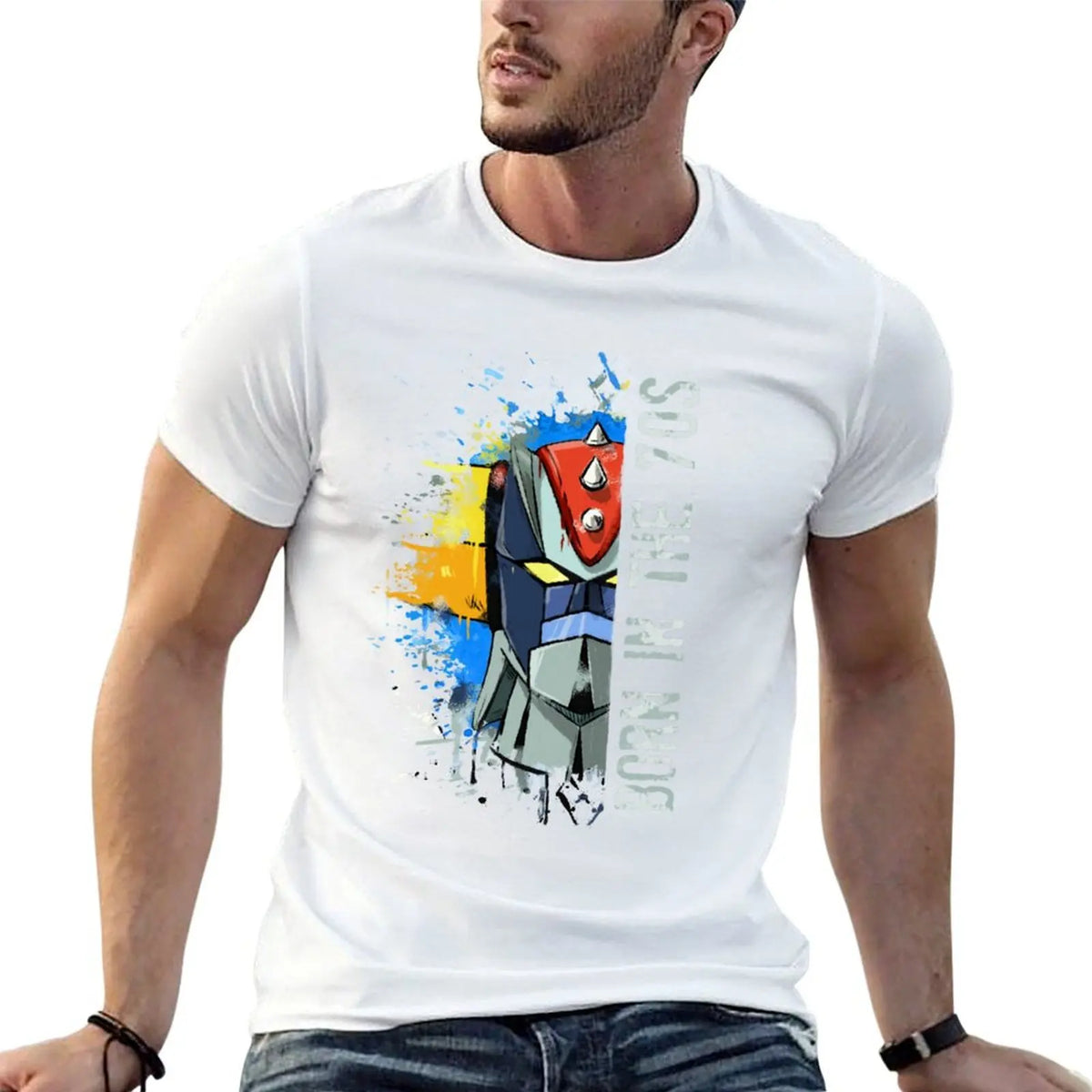 Ufo Robot Goldrake - Born In The Seventies T-Shirt Blouse heavyweights hippie clothes Men's t-shirts