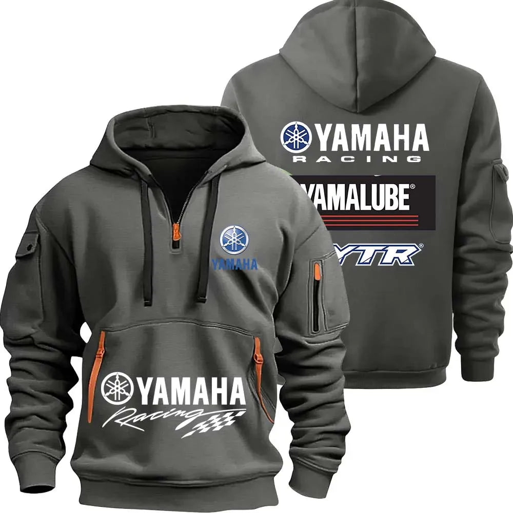 Logo Motorcycle Racing Team Men Half Zipper Hoodie Spring Male Sweatshirt Fashion Sports Men's Pullover Clothes