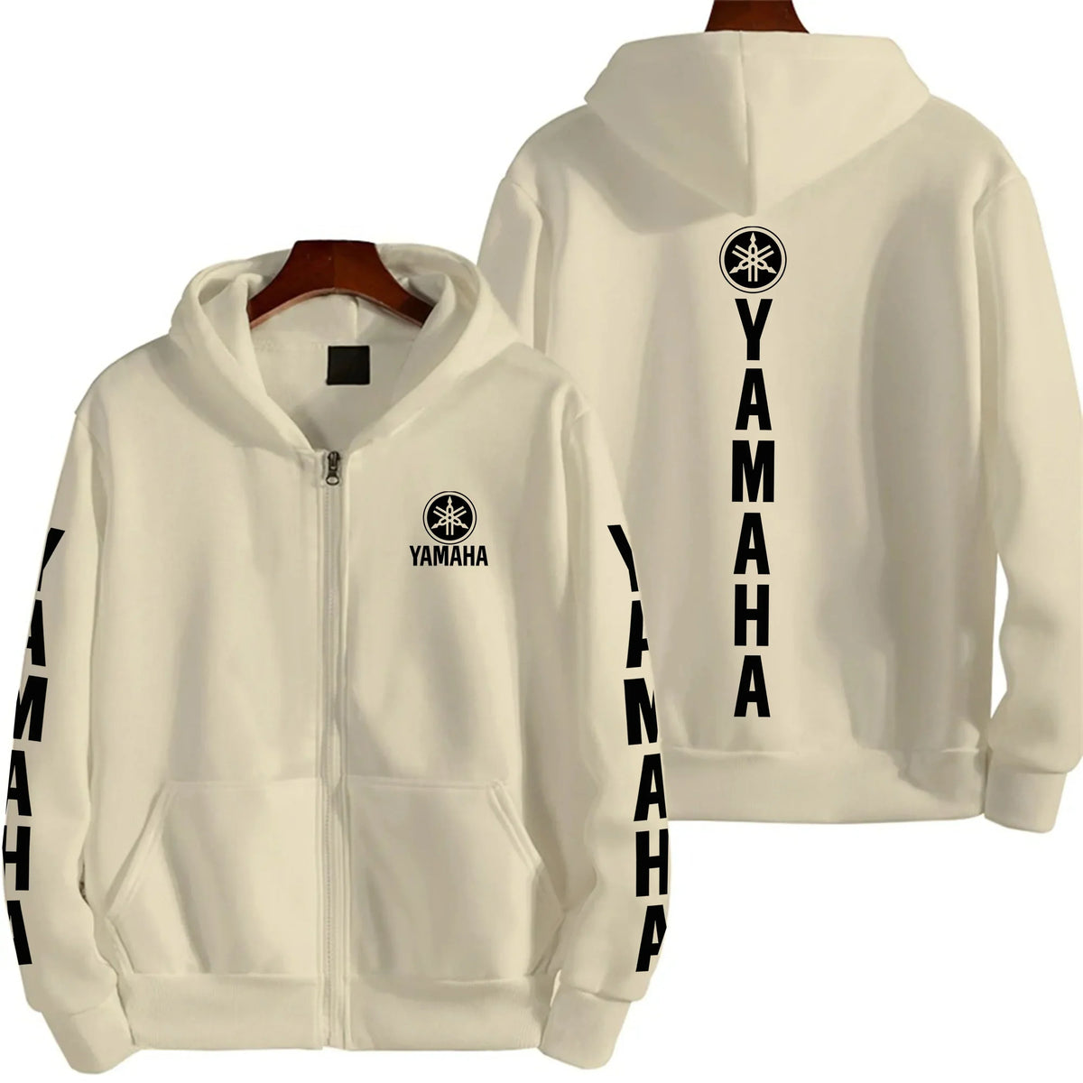 Men's YAMAHA Zipper Hoodie Long Sleeve Motorcycle Racing Printed Hoodie Sportswear Casual Street Couple Jacket with Pocket