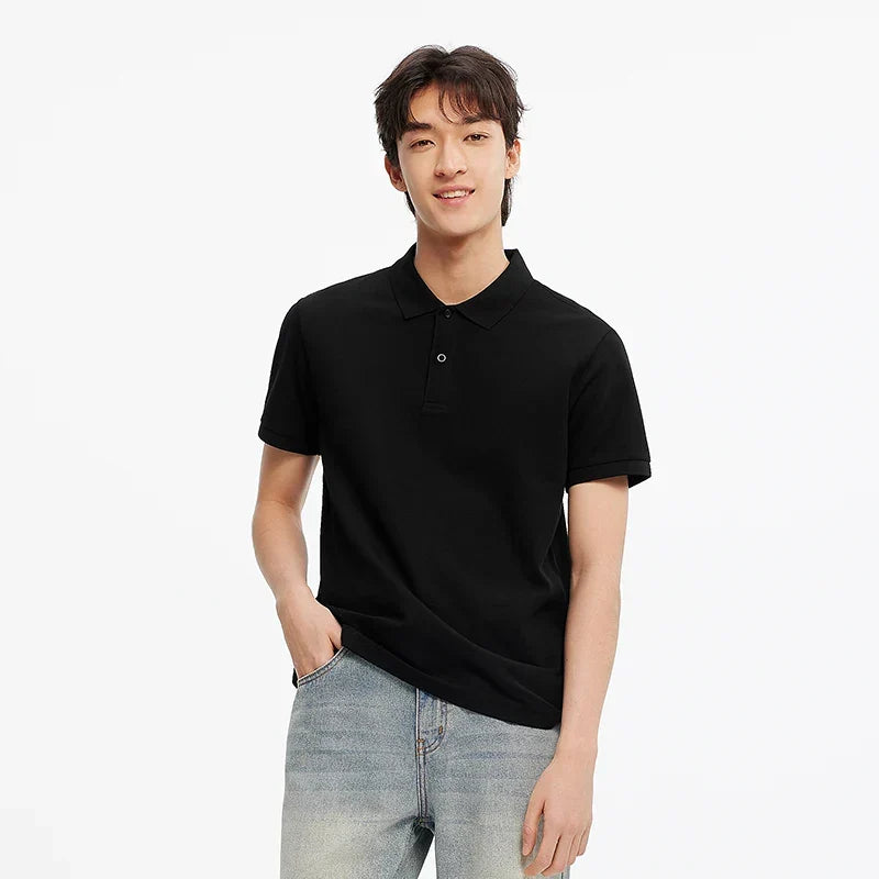 Polo Shirt Men Moisture Wicking Solid Color Short Sleeve T-Shirt 2025 Summer New Slim Fit Top for Active Wear