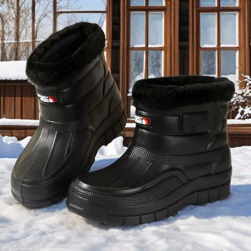 40-45 Men Rain Boots Winter Waterproof Shoes Ankle Snow Botas Plush Thick-soled Anti Slip High Top Zapatos Water Warm Footwear 1