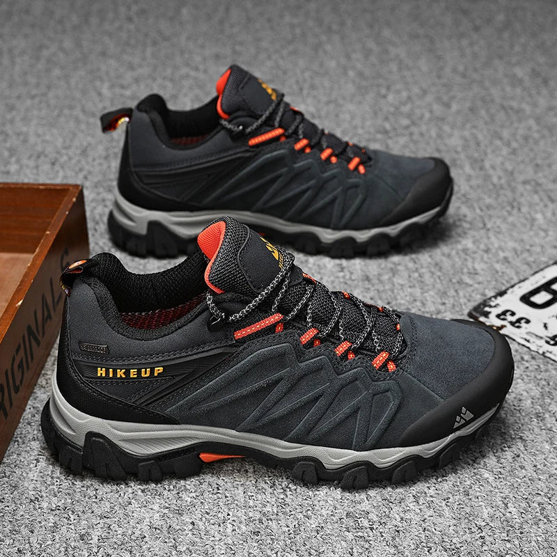 High Quality Leather Hiking Shoes Durable Outdoor Sport Men Trekking Leather Shoes Lace-Up Climbing Hunting Sneakers