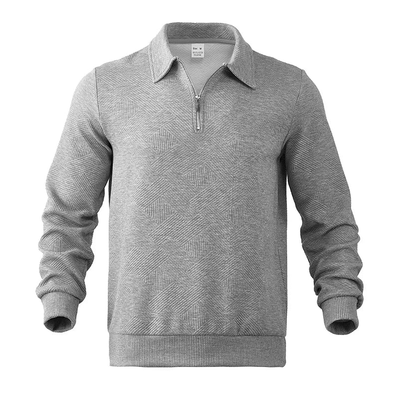 24 cross-border popular autumn long-sleeved lapel zipper men's loose casual top polo shirt