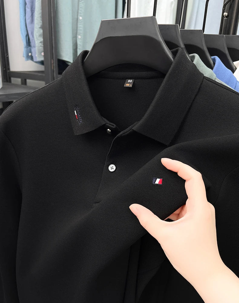 High end embroidery craft polo shirt long sleeved brand autumn Men's Wear comfortable breathable cotton casual business T-shirt