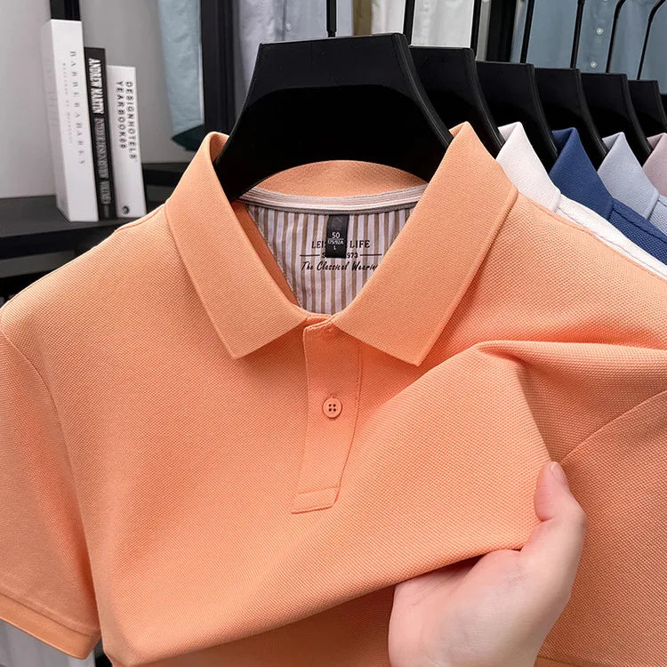 Men's Premium Cotton Polo Shirt Open Hem Design Breathable & Soft Factory Direct Supply  14 Trendy Colors Golf Top