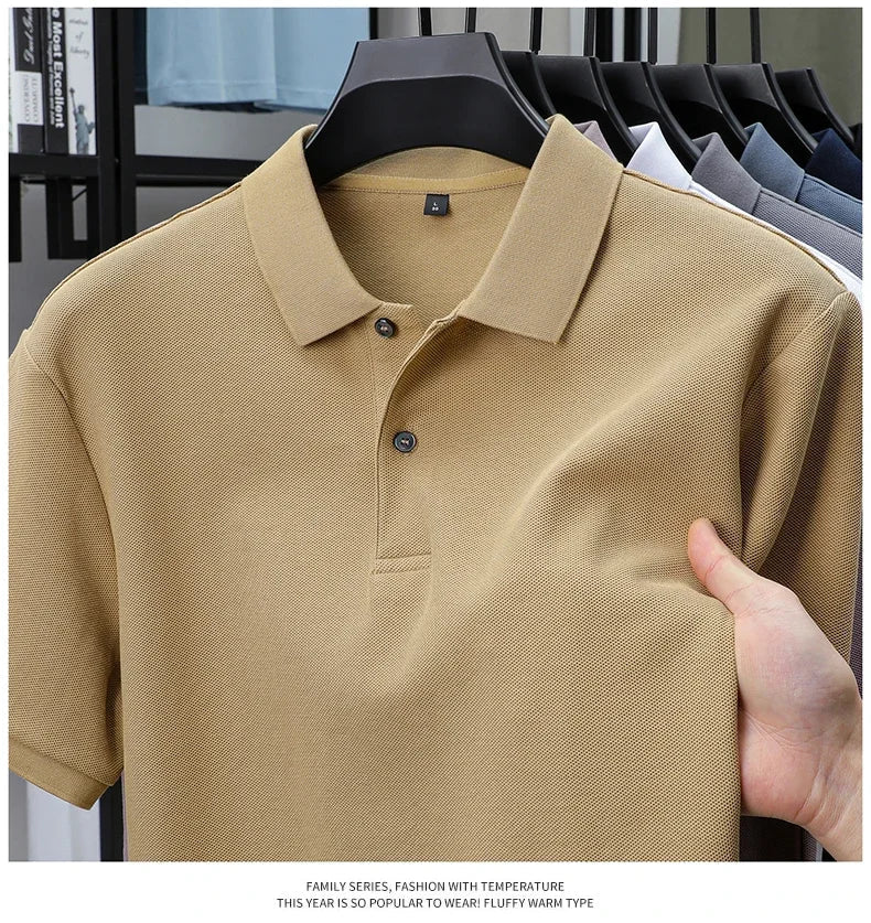 Men's 100% Cotton Polo Shirt - Summer Casual Breathable Tee,19 Colors,Ideal for Golf and Sports,Business Casual,Silk-Like Finish