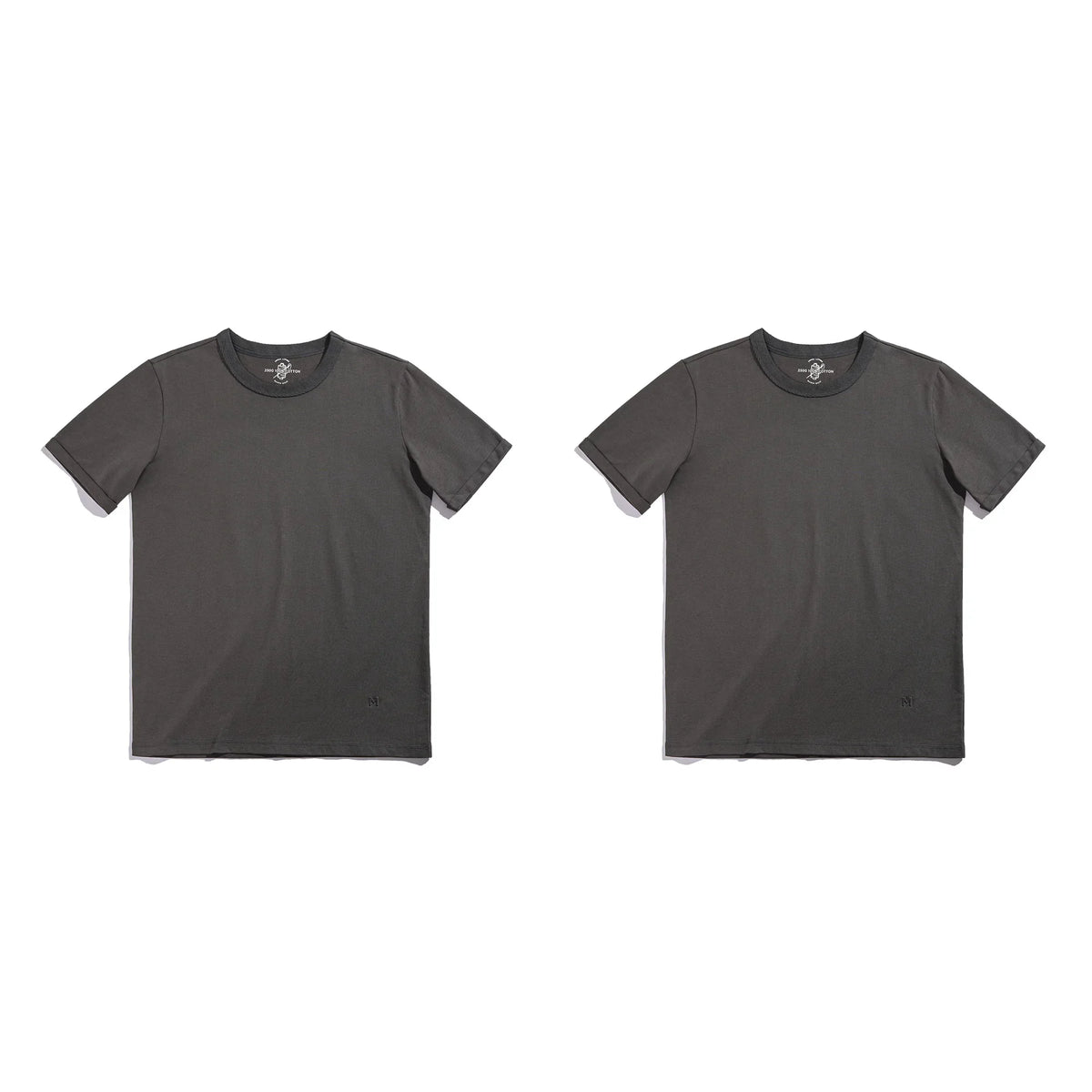 Summer Solid Color Short Sleeve T-Shirts 100% Cotton Round Neck Tees with Rolled Edge Cuffs Casual Tops for Men