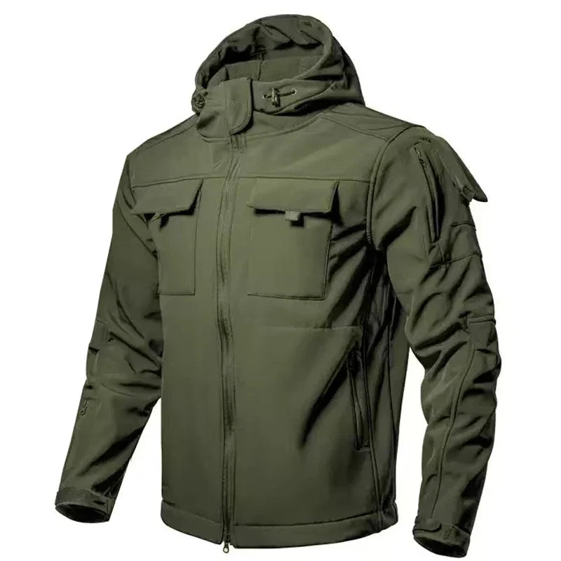 Men's Winter Tactical Military Jackets Hood Waterproof Hiking Camping Sport Fleece Coat Climbing Softshell Trekking Outdoor Wear