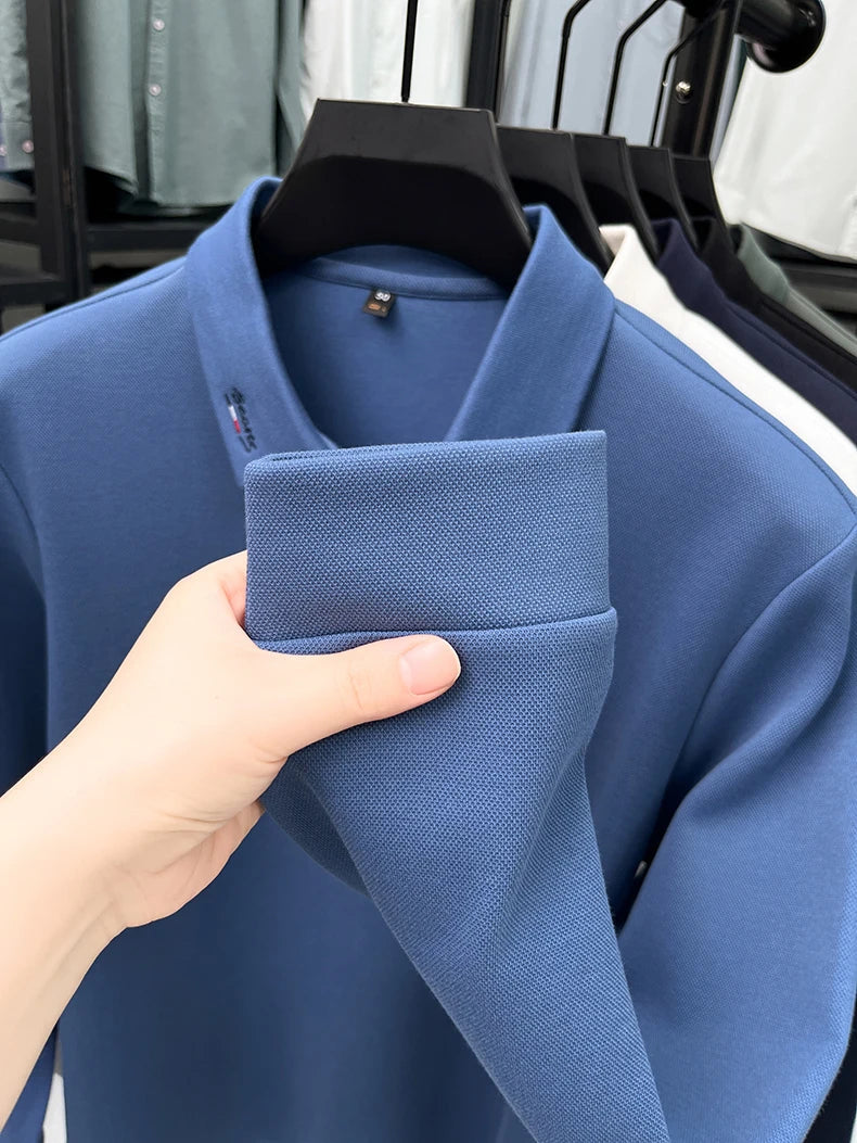 High end embroidery craft polo shirt long sleeved brand autumn Men's Wear comfortable breathable cotton casual business T-shirt
