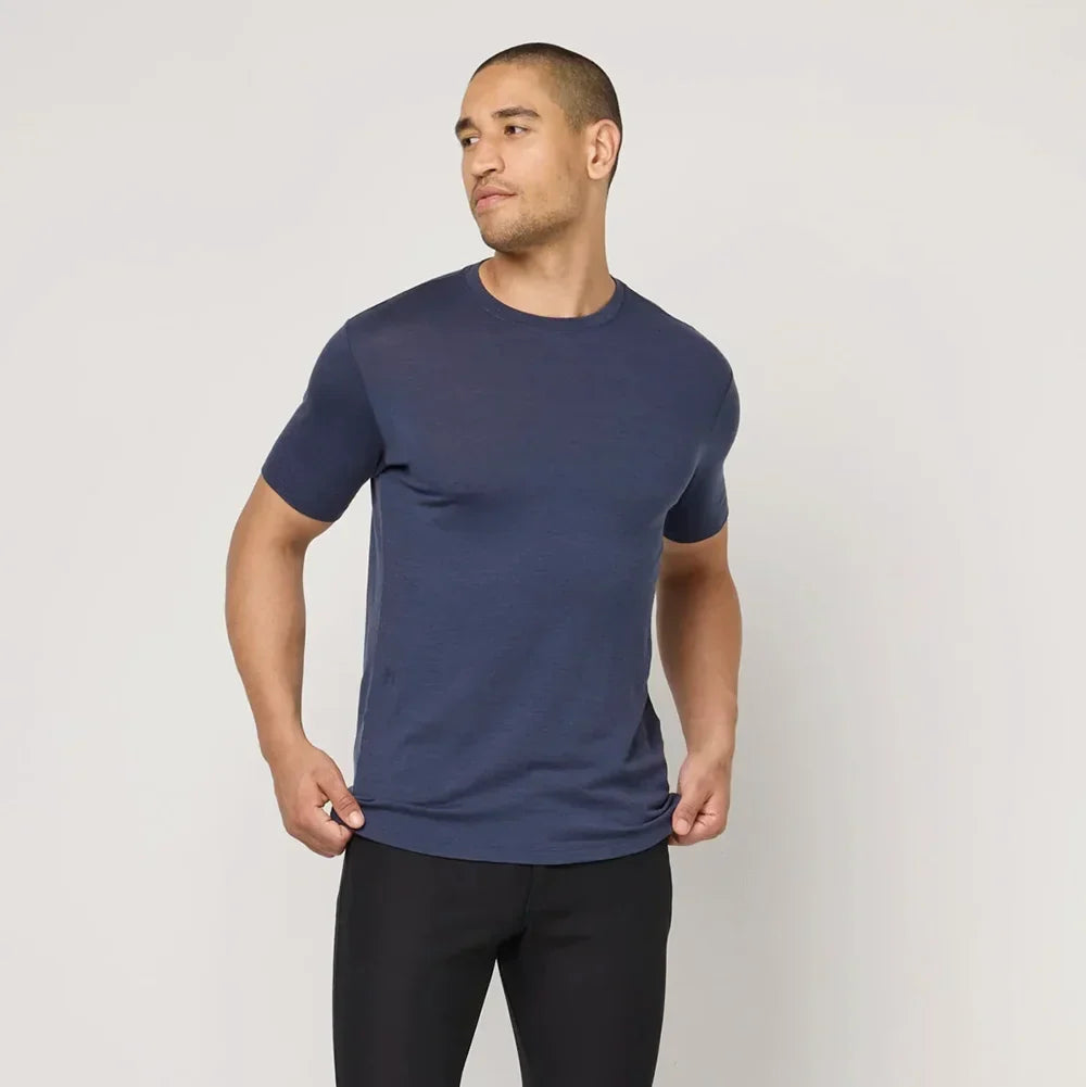Superfine Merino Wool T shirt Men Base Layer Merino Shirt Wicking Breathable Quick Dry Anti-Odor No-itch Big USA Size