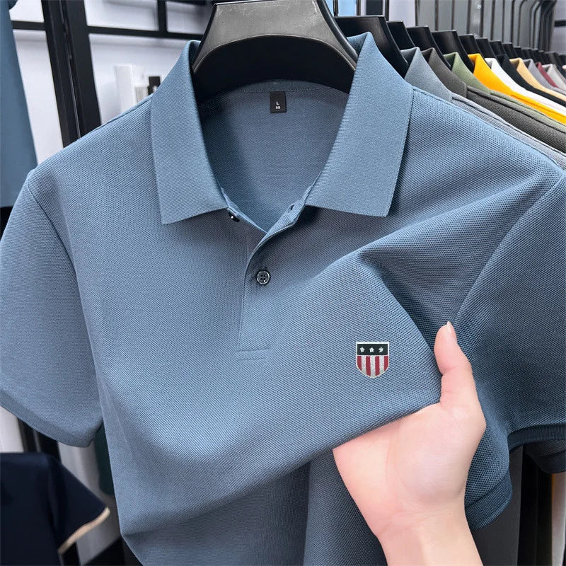men's summer luxury brand cotton 100% polo shirt lapel printing short sleeves t-shirt business leisure ventilate men's clothing