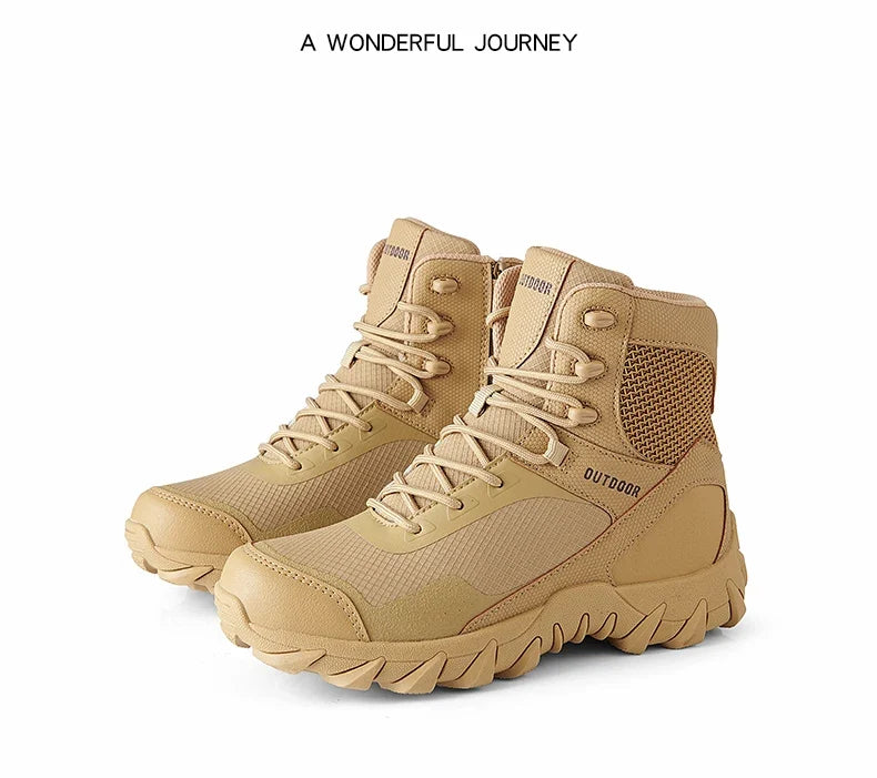 Men Tactical Boots Army Waterproof Work Climbing Hiking Shoes High Quality Outdoor Motorcycle Hunting Safety Unisex Desert Boot