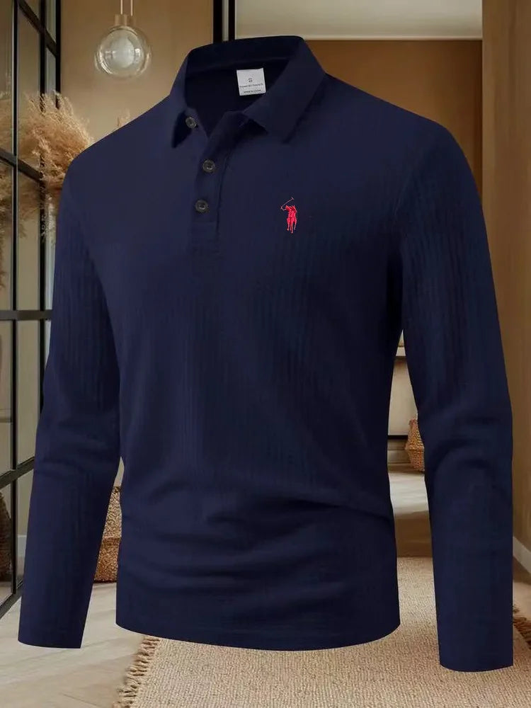 Men's polo shirt long sleeved high-end brand exquisite embroidery 2025 Spring and Autumn casual breathable fashion T-shirt top