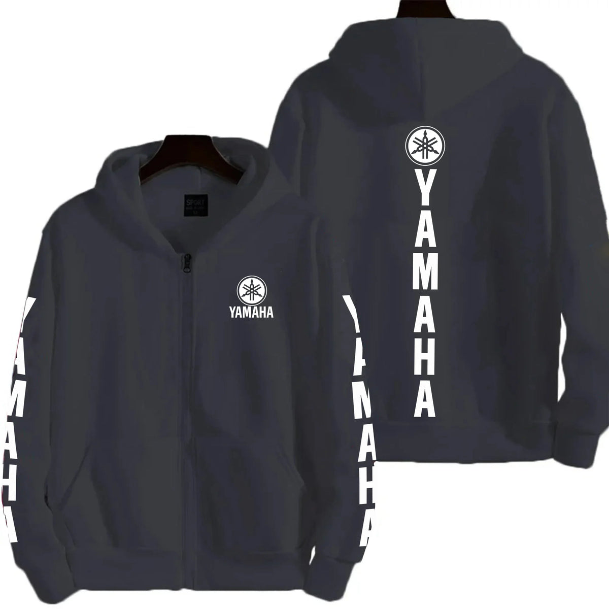 Men's YAMAHA Zipper Hoodie Long Sleeve Motorcycle Racing Printed Hoodie Sportswear Casual Street Couple Jacket with Pocket
