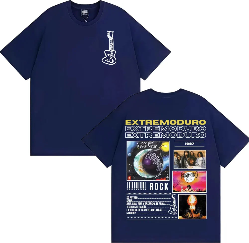 Rock Band EXTREMODURO Tour 2025 Cover T-shirt Men Women Fashion Vintage Short Sleeve T Shirts Summer Pop Loose Oversized T Shirt