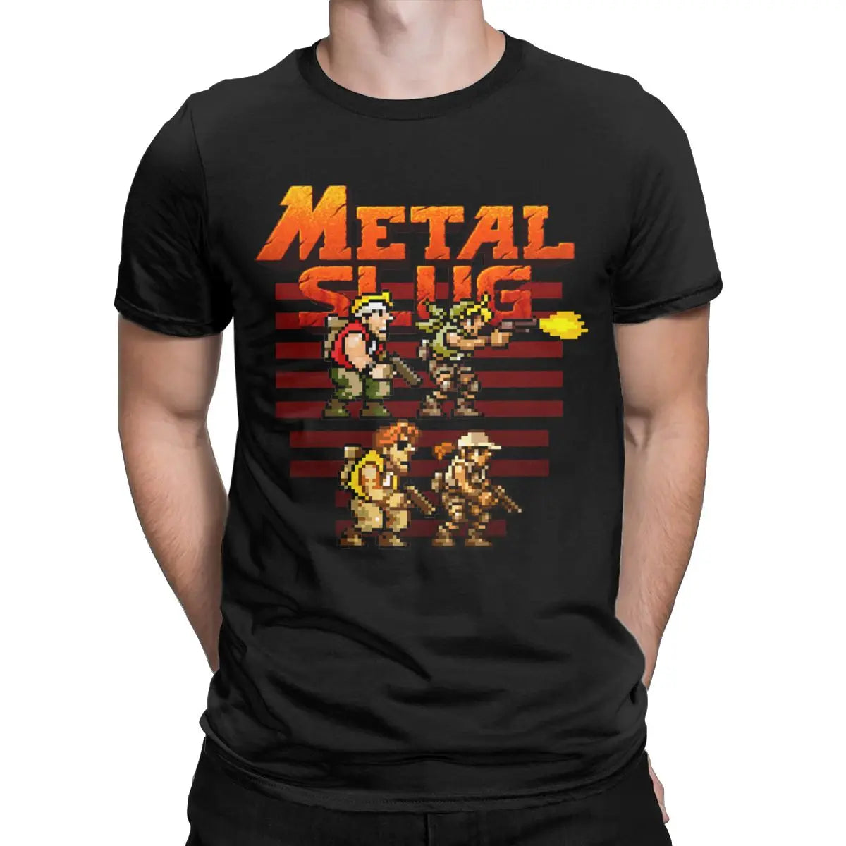 Metal Slug Pixel Fan pixel art arcade game retro gamer video games Men's shirt Cotton Tees Short Sleeve T Shirt Printed Clothing