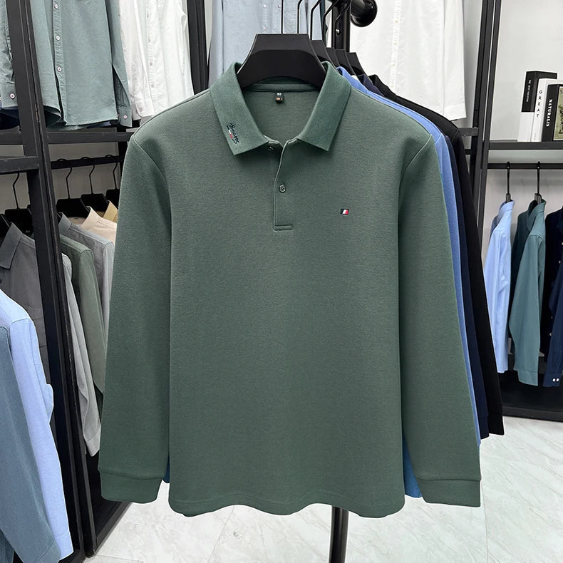 High end embroidery craft polo shirt long sleeved brand autumn Men's Wear comfortable breathable cotton casual business T-shirt