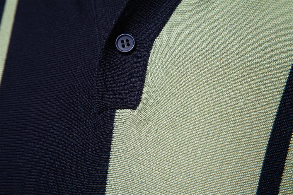 Brand Men's Striped Mesh Polo Shirt for High Quality Breathable Fabric Stylish Casual Male Polo Shirts ﻿