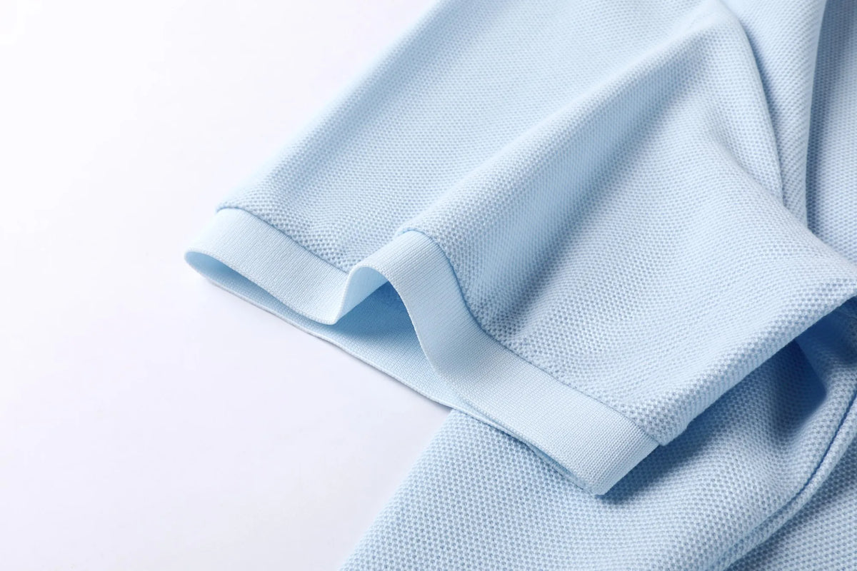 Classic Men Short Sleeve Polo Shirt 100% Mercerized Cotton Breathable Summer Golf Business Casual Athletic Tops