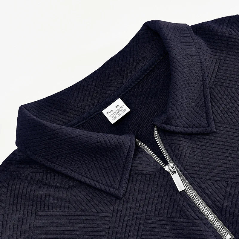 24 cross-border popular autumn long-sleeved lapel zipper men's loose casual top polo shirt