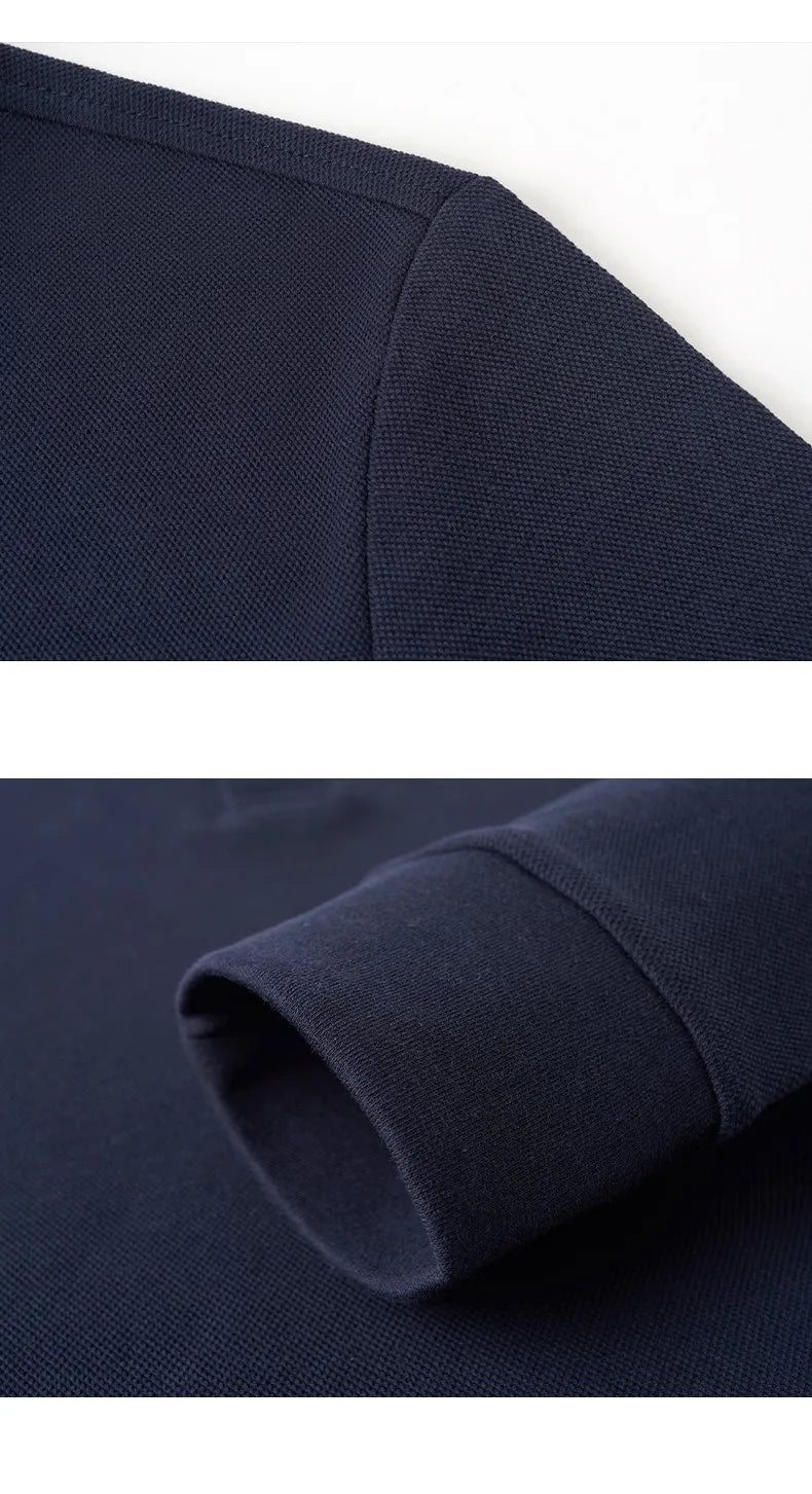 High end letter embroidery brand men's long sleeved polo shirt 2024 Spring and Autumn new comfortable 100% cotton casual T-shirt