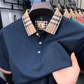 High end silky cotton breathable short sleeve polo shirt men's summer new trend plaid lapel designer brand casual golf T-shirt