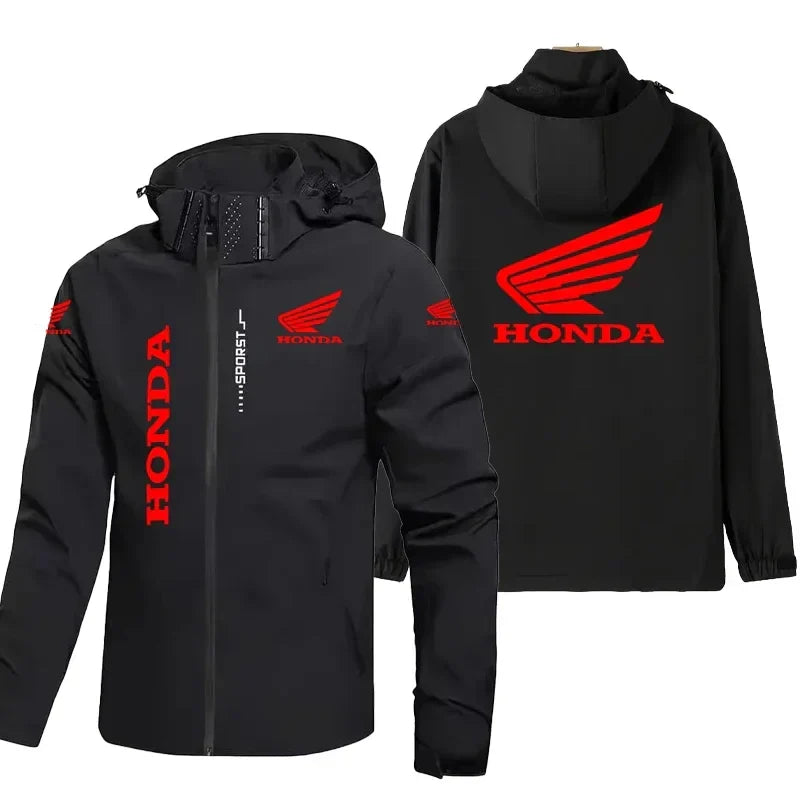 Motorcycle Jacket Men's Hooded Windproof And Waterproof Coat With Detachable Hood And Zipper Shirt, Large Size Riding Suit