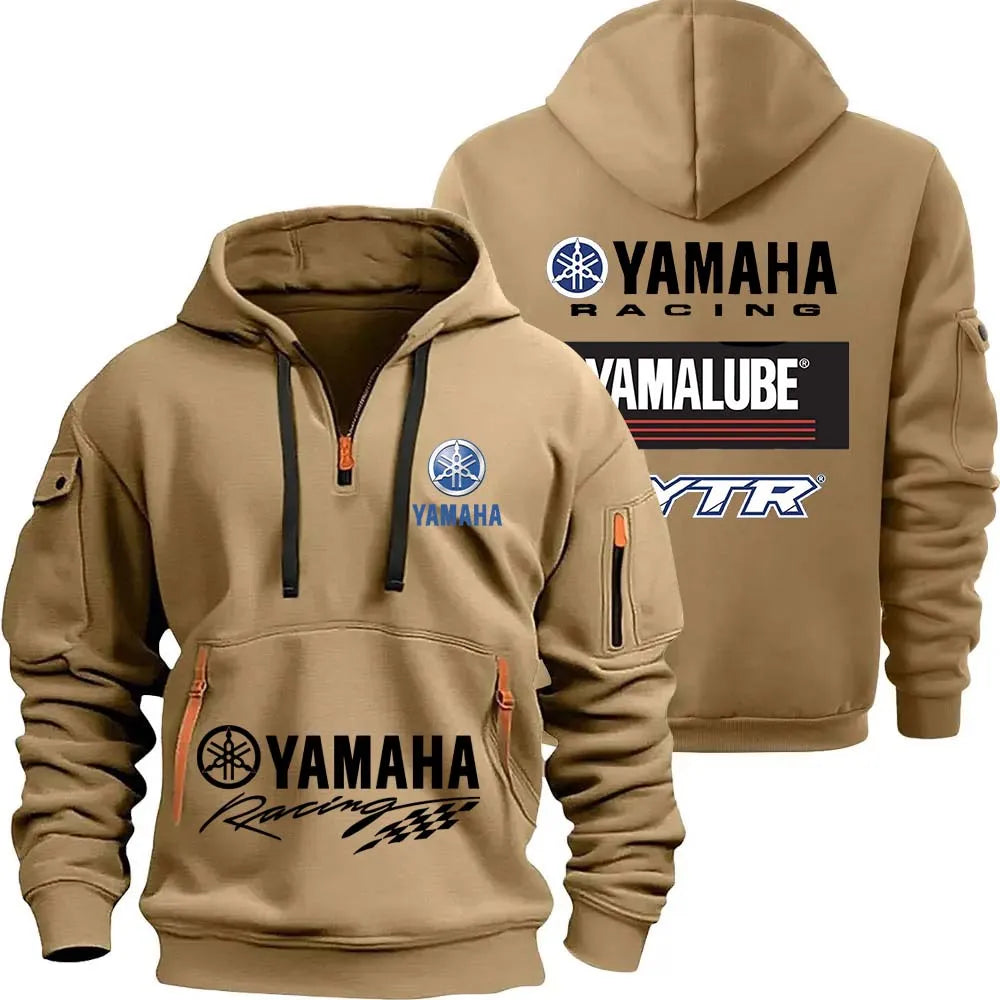 Logo Motorcycle Racing Team Men Half Zipper Hoodie Spring Male Sweatshirt Fashion Sports Men's Pullover Clothes