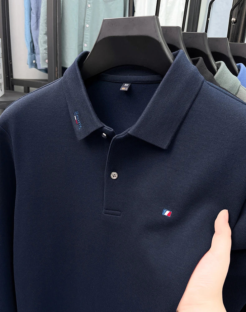 High end embroidery craft polo shirt long sleeved brand autumn Men's Wear comfortable breathable cotton casual business T-shirt