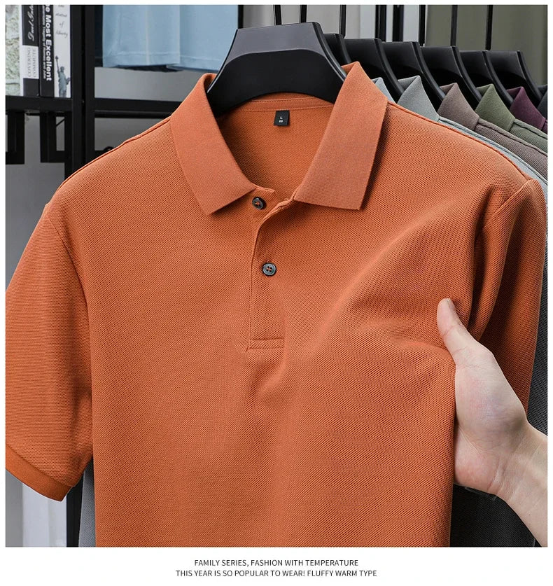 Men's 100% Cotton Polo Shirt - Summer Casual Breathable Tee,19 Colors,Ideal for Golf and Sports,Business Casual,Silk-Like Finish