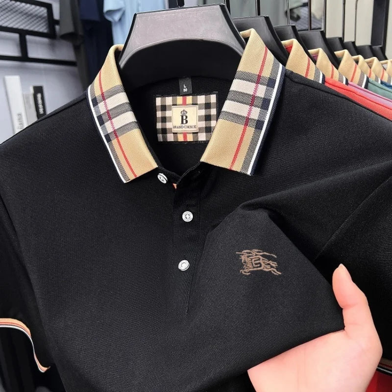 Designer fashion brand short sleeve polo shirt men summer new luxury exquisite embroidery high-end business casual Paul T-shirt