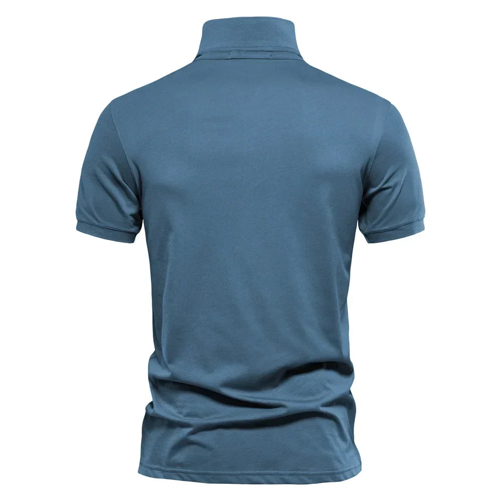 100% Cotton Embroidery Men's Polo Shirts Solid Color Short Sleeve Polo Shirts for Men New Summer Brand Social Polos Men