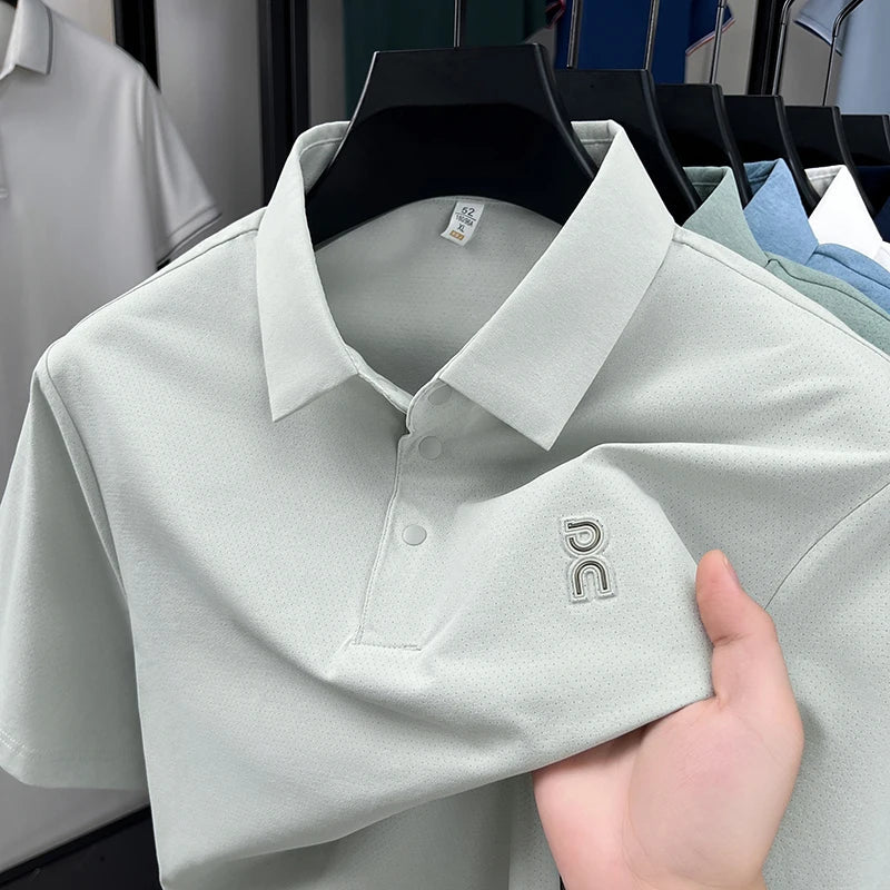 New Men's Short sleeved Printed Polo Shirt Summer Luxury Brand Fashion Business Cool Anti wrinkle Lapel T-shirt Top Men's Wear