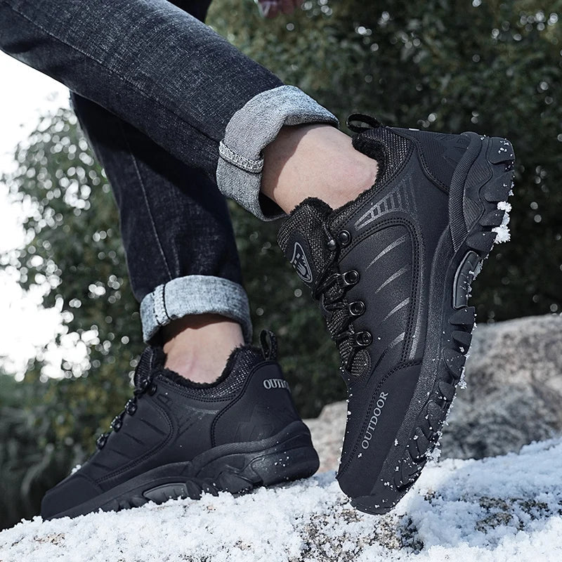 Hiking Boots Man Winter Sneakers Luxury Designer Men's Leather Boots Models Winter Shoes Anti Slip Sneakers Platform Ankle Boots