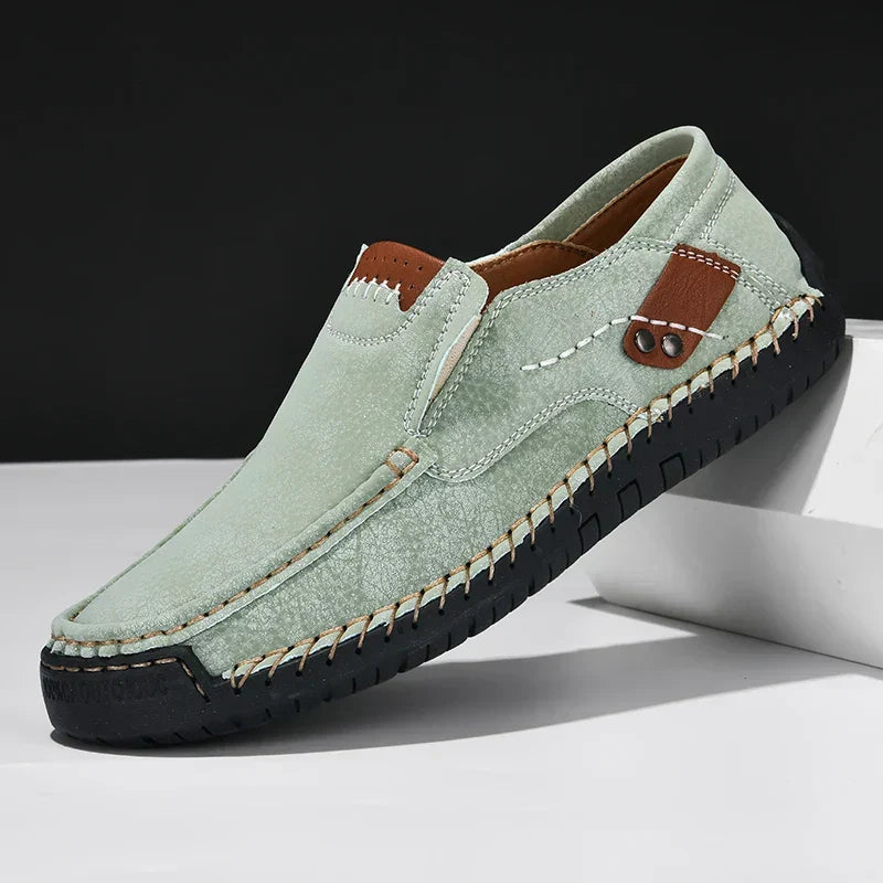 Handmade Leather Men Shoes Casual Comfortable Slip On Loafers Men Leather Shoes Flats Moccasins Walking Shoes