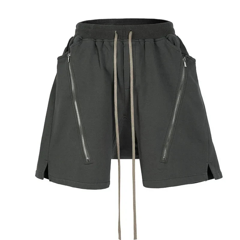 American Retro High Street Double Zipper Shorts Men And Women 2000s Vintage Casual Multi-Function Jogger Loose Sports Shorts