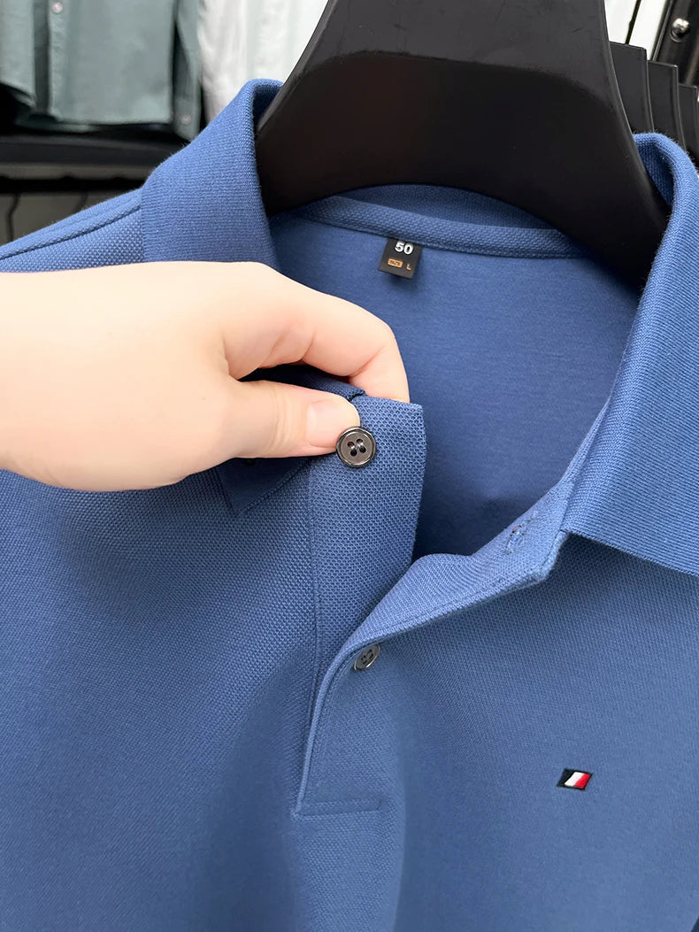 High end embroidery craft polo shirt long sleeved brand autumn Men's Wear comfortable breathable cotton casual business T-shirt