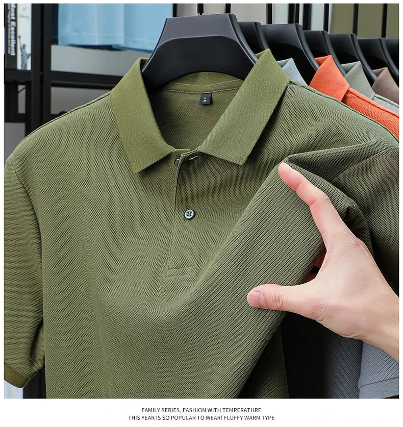 Men's 100% Cotton Polo Shirt - Summer Casual Breathable Tee,19 Colors,Ideal for Golf and Sports,Business Casual,Silk-Like Finish