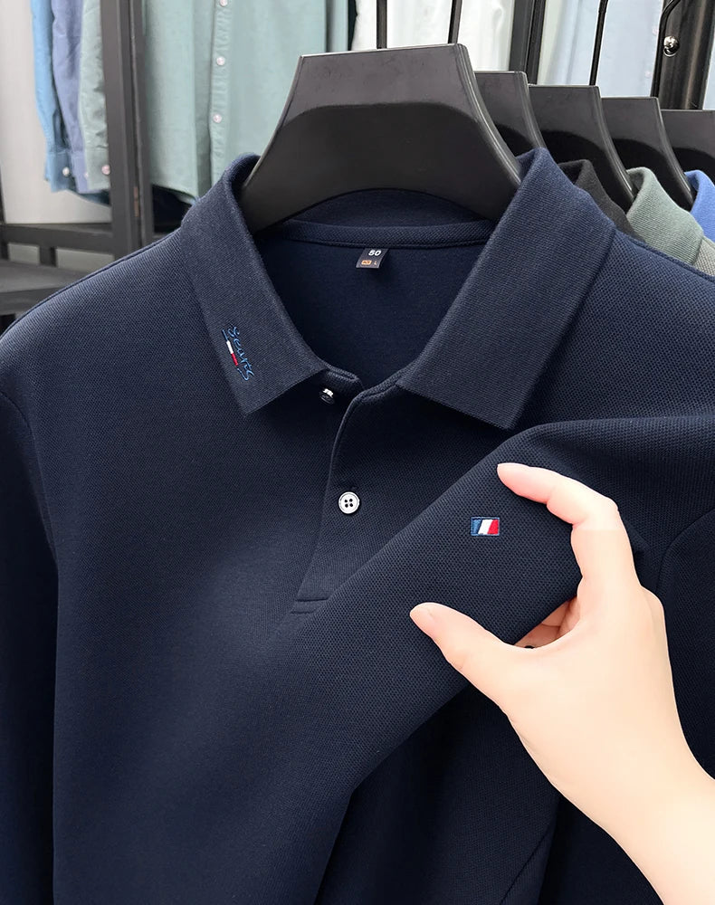 High end embroidery craft polo shirt long sleeved brand autumn Men's Wear comfortable breathable cotton casual business T-shirt
