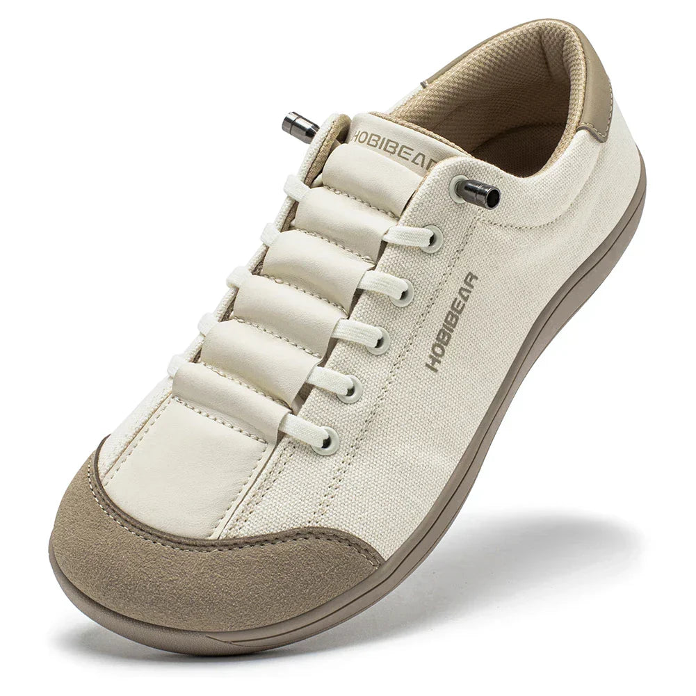 Wide Toe Barefoot Shoes for Unisex Minimalist Artificial Leather Sneakers Lightweight Adjustable Slip On Walking Shoes