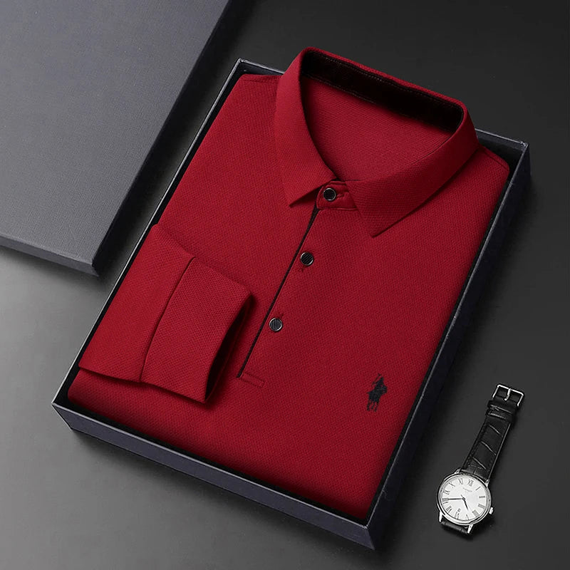Light Luxury 202 Paul Men's Polo Shirt Long Sleeved T-shirt Casual Daily Lapel Sweatshirt Base