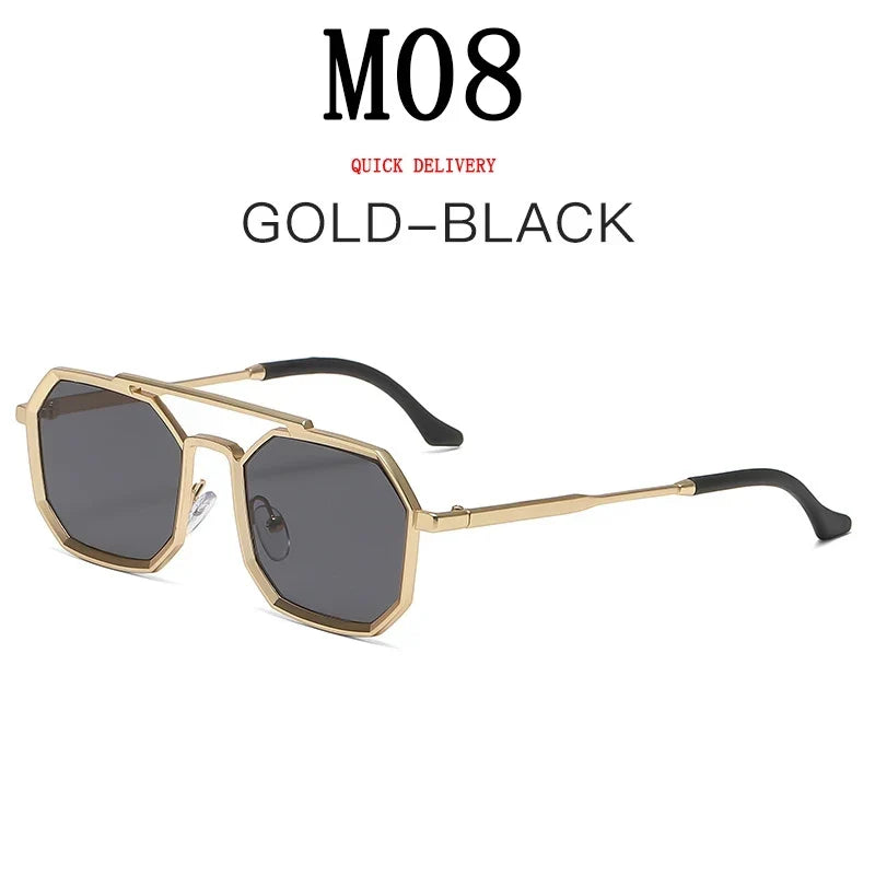 Metal Sunglasses For Men Vintage Square Sunglasses Women Trendy Luxe Fashion Sun Glasses Steampunk Shades Gafas De Sol Hombre