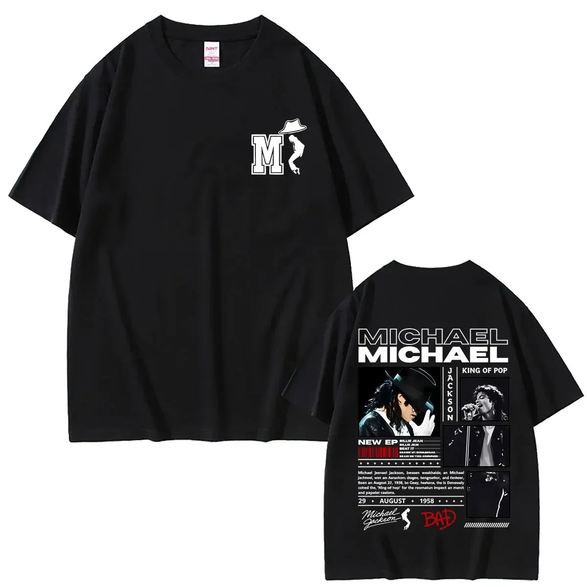 Classic Retro Michael Jackson King of Pop T-shirt Men Women Vintage Gothic Rock T-shirts Men's Hip Hop Punk Oversized T Shirts